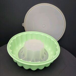 Tupperware Jello Mold Ring 3 pc Mint Green Lid 6 Cup Jel-N-Serve 1201 1202 1203